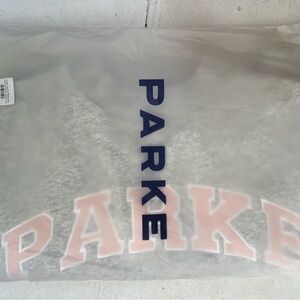 Parker Gray Sweatshirt with Pink Accents